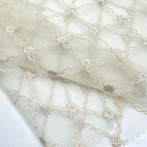 Diamond Checked Knit Lace Mesh Embroidered Net Fabric